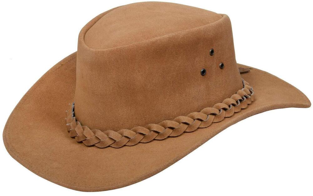 4591 Australian Unisex Tan Western Style Cowboy Outback Real Suede Leather